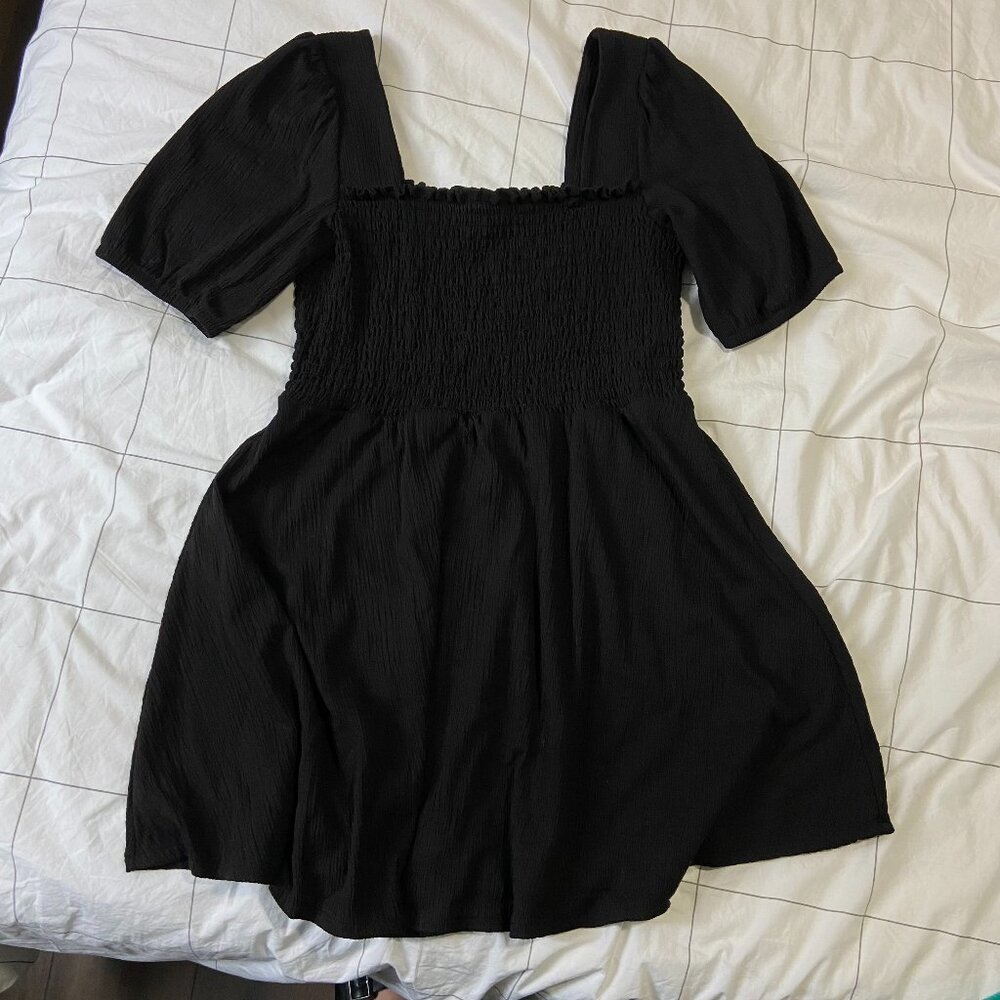 Nine West Black Puff Sleeve Mini Dress